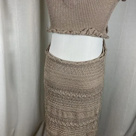 NWT MISA Women's Medium Skye Dress Platinum Rose Bodycon Cutout Boho Metallic - Picture 12 of 16